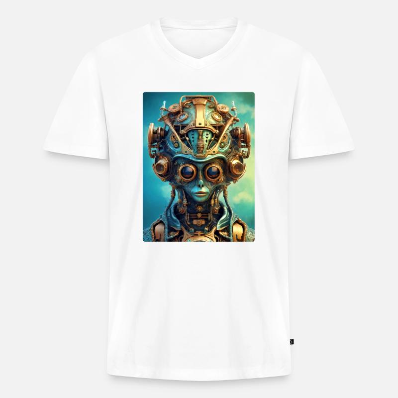 Steampunk Alien 1.3 - Männer Premium Bio T-Shirt mit V-Ausschnitt - Weiß