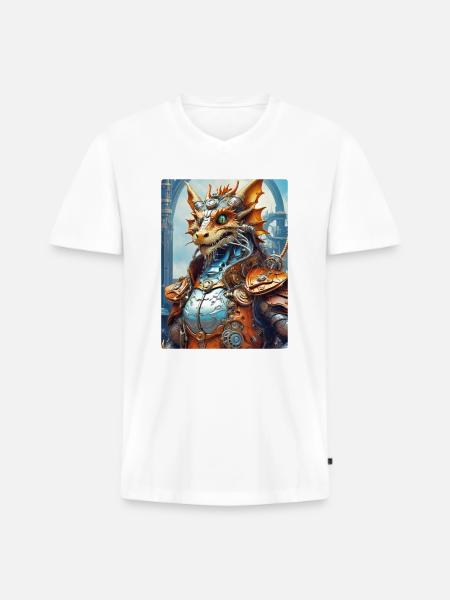 Steampunk Dragon 1.4 - Men's Premium Organic T-shirt with V-neck - white