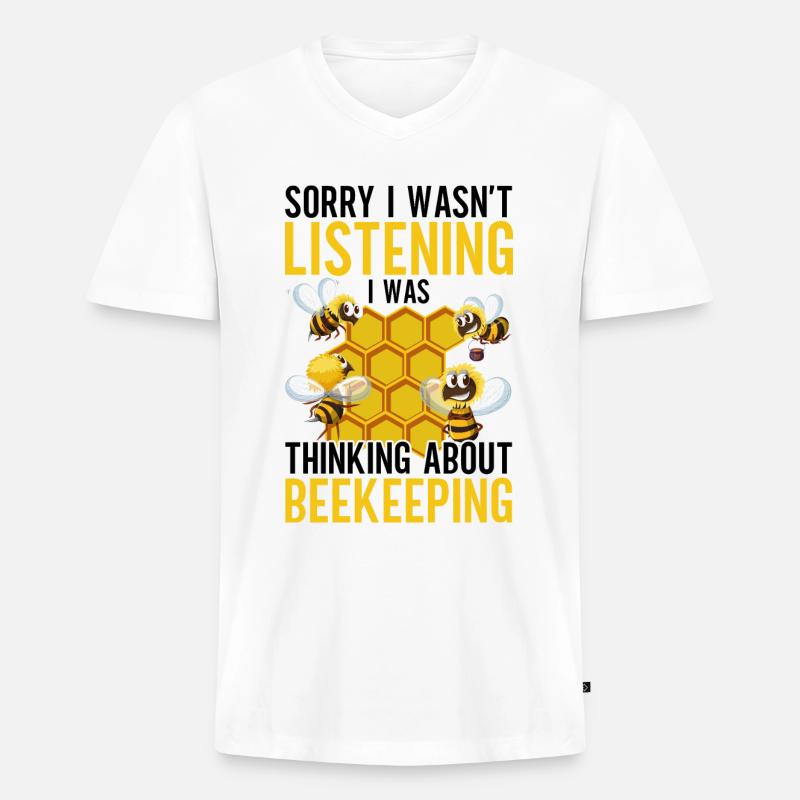 Imker - Männer Premium Bio T-Shirt mit V-Ausschnitt - Weiß