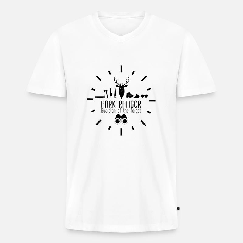 Wald Förster Jäger - Männer Premium Bio T-Shirt mit V-Ausschnitt - Weiß