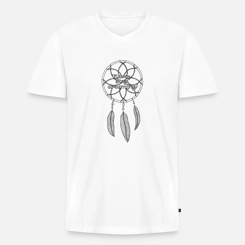 Boho Dreamcatcher Dream Catcher - Männer Premium Bio T-Shirt mit V-Ausschnitt - Weiß