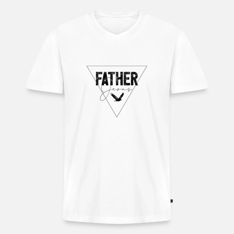 Trinity & Christian Clothes - Männer Premium Bio T-Shirt mit V-Ausschnitt - Weiß