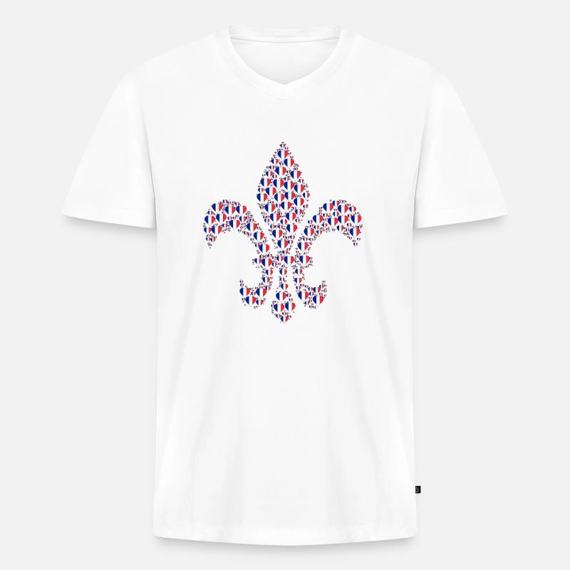 Fleur-de-Lys - Männer Premium Bio T-Shirt mit V-Ausschnitt - Weiß