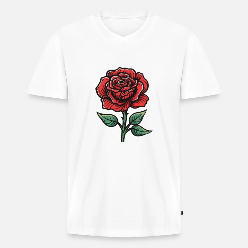 Rose Blume Liebe - Männer Premium Bio T-Shirt mit V-Ausschnitt - undefined
