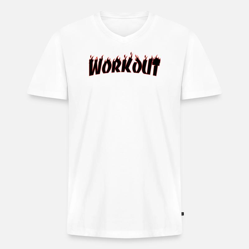 Workout Motivation - Männer Premium Bio T-Shirt mit V-Ausschnitt - Weiß
