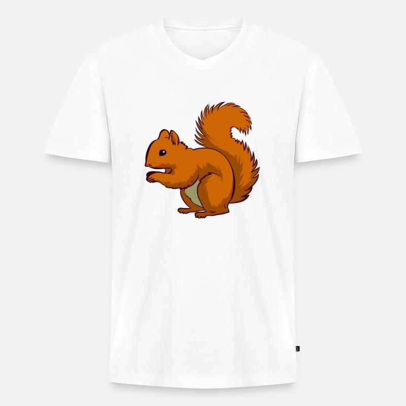 Ecki das Eichhörnchen - Männer Premium Bio T-Shirt mit V-Ausschnitt - Weiß