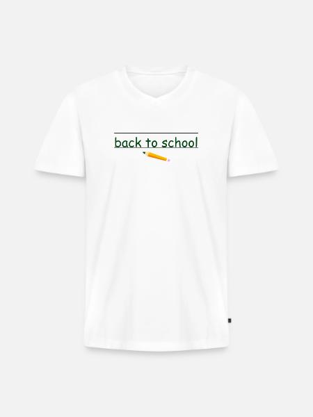 School - Men's Premium Organic T-shirt with V-neck - white