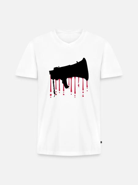 Blood Drops Megafon Propaganda Speaker - Men's Premium Organic T-shirt with V-neck - white