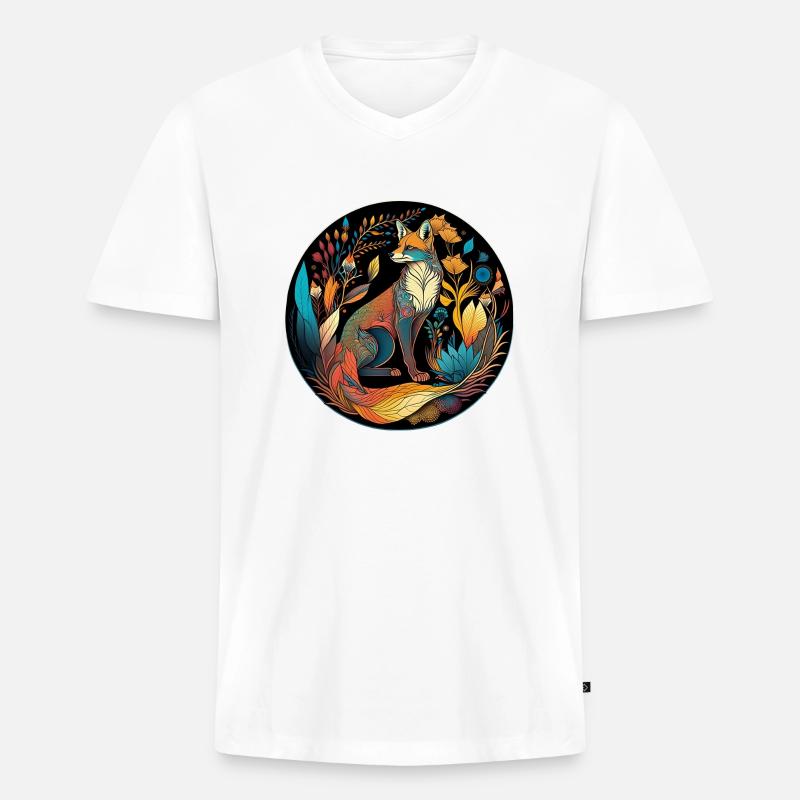 Mandala nature magic - Männer Premium Bio T-Shirt mit V-Ausschnitt - Weiß