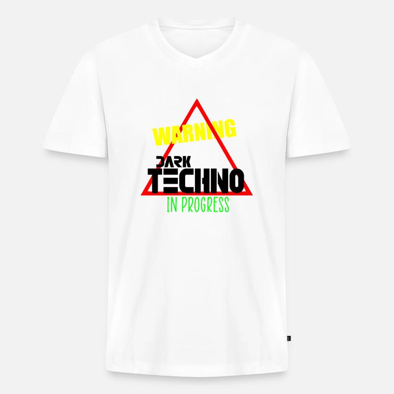 Düsterer Techno in Arbeit - Männer Premium Bio T-Shirt mit V-Ausschnitt - Weiß