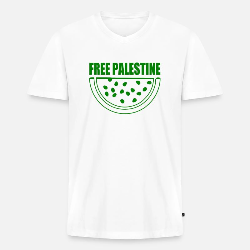Free palestine wassermelone melone - Männer Premium Bio T-Shirt mit V-Ausschnitt - Weiß