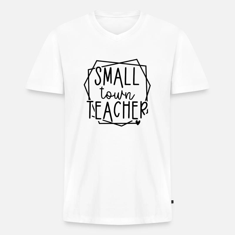 Kleinstadtlehrer Herzgrafik für Pädagogen - Männer Premium Bio T-Shirt mit V-Ausschnitt - Weiß