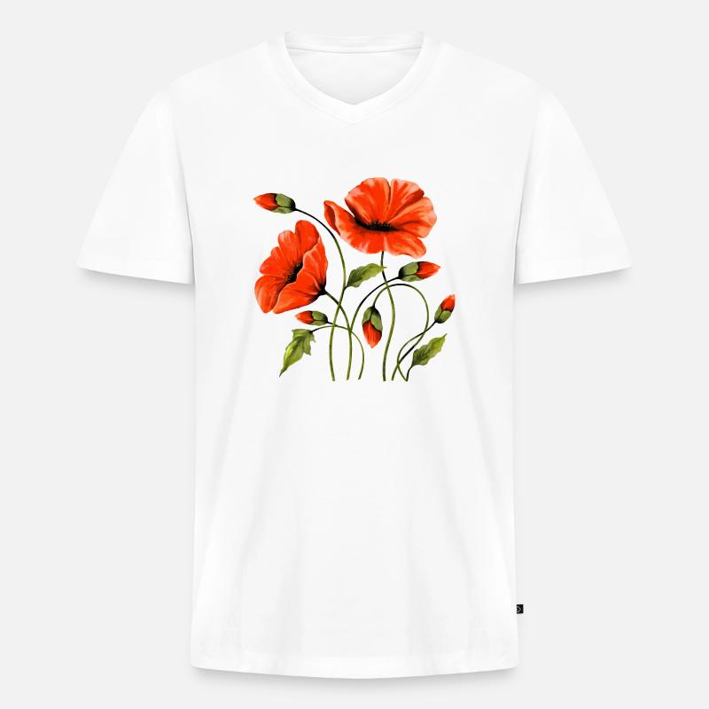 Flowers - Men's Premium Organic T-shirt with V-neck - white