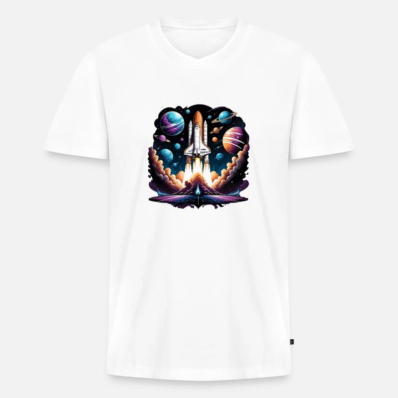 Rocket Astronaut Space Gift SpaceShuttle - Men's Premium Organic T-shirt with V-neck - white