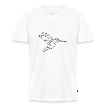 Kolibri geometrisch - Männer Premium Bio T-Shirt mit V-Ausschnitt - Weiß - Vorne - Nico (187cm)
