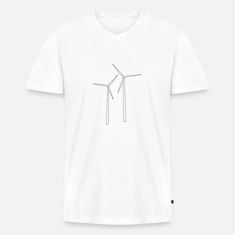 Windrad - Männer Premium Bio T-Shirt mit V-Ausschnitt - Weiß