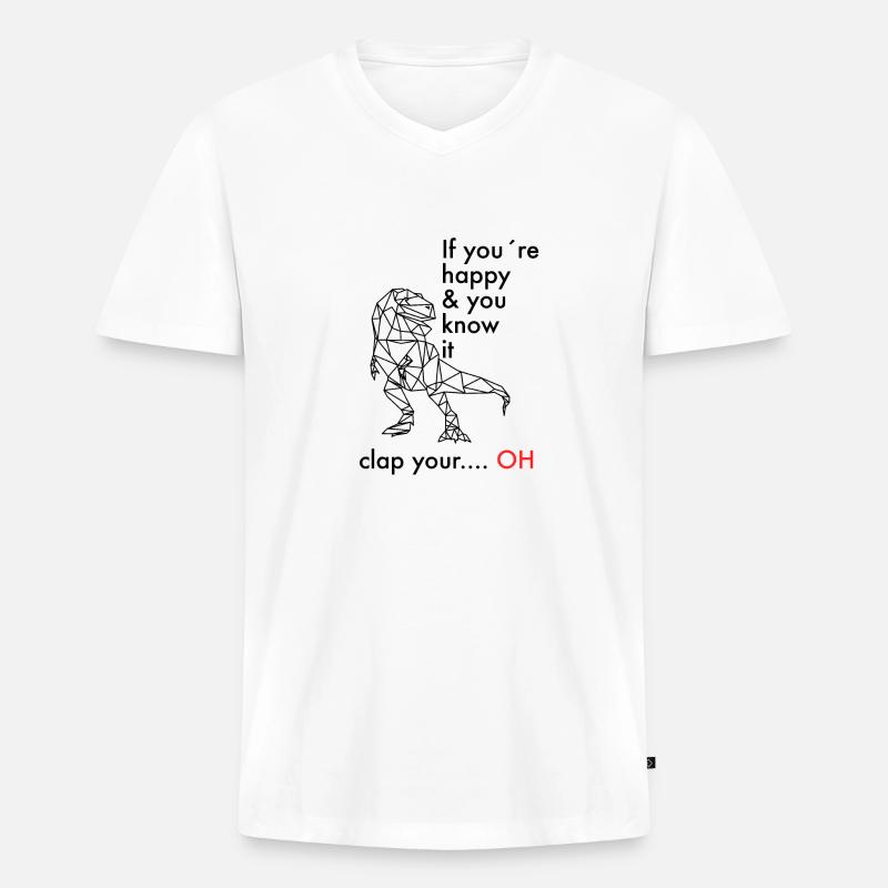 Dino mit Spruch - Männer Premium Bio T-Shirt mit V-Ausschnitt - Weiß