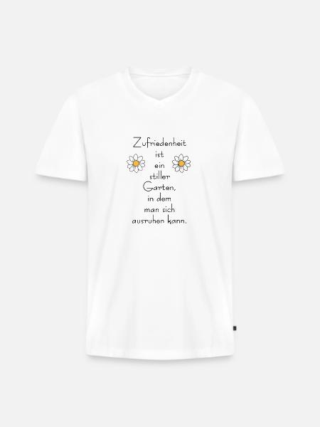 Zufriedenheit Satz - Männer Premium Bio T-Shirt mit V-Ausschnitt - Weiß