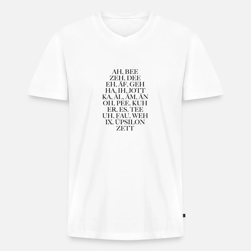 Das abc - Männer Premium Bio T-Shirt mit V-Ausschnitt - Weiß