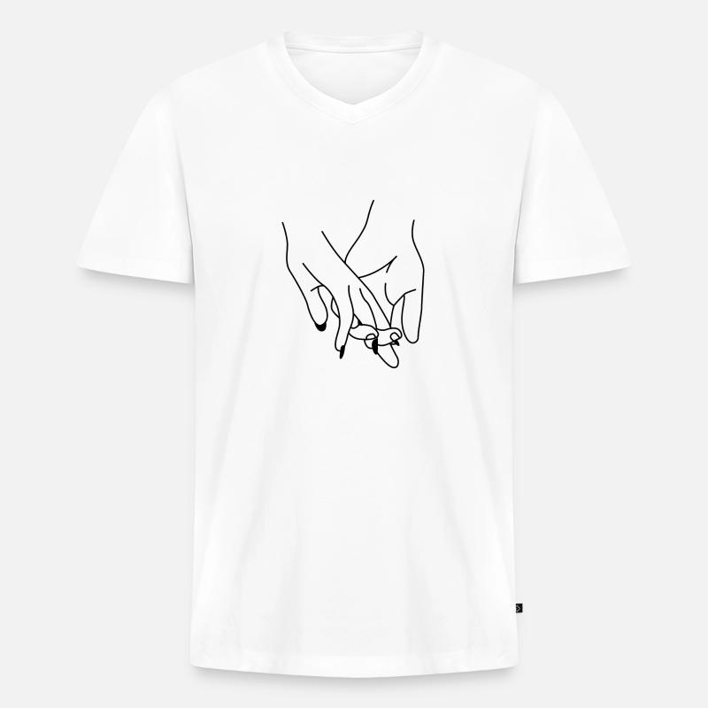 Hände - Männer Premium Bio T-Shirt mit V-Ausschnitt - Weiß