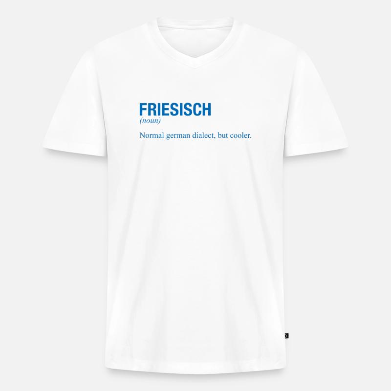 FRIESISCH - Männer Premium Bio T-Shirt mit V-Ausschnitt - Weiß