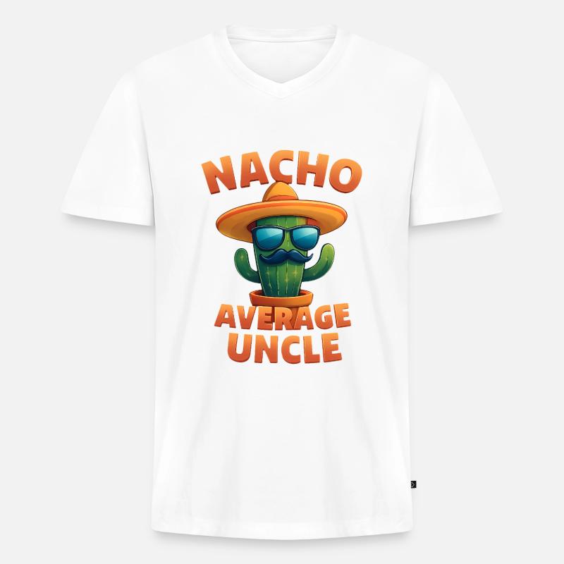 Nacho Average Onkel Kaktus Design - Männer Premium Bio T-Shirt mit V-Ausschnitt - Weiß