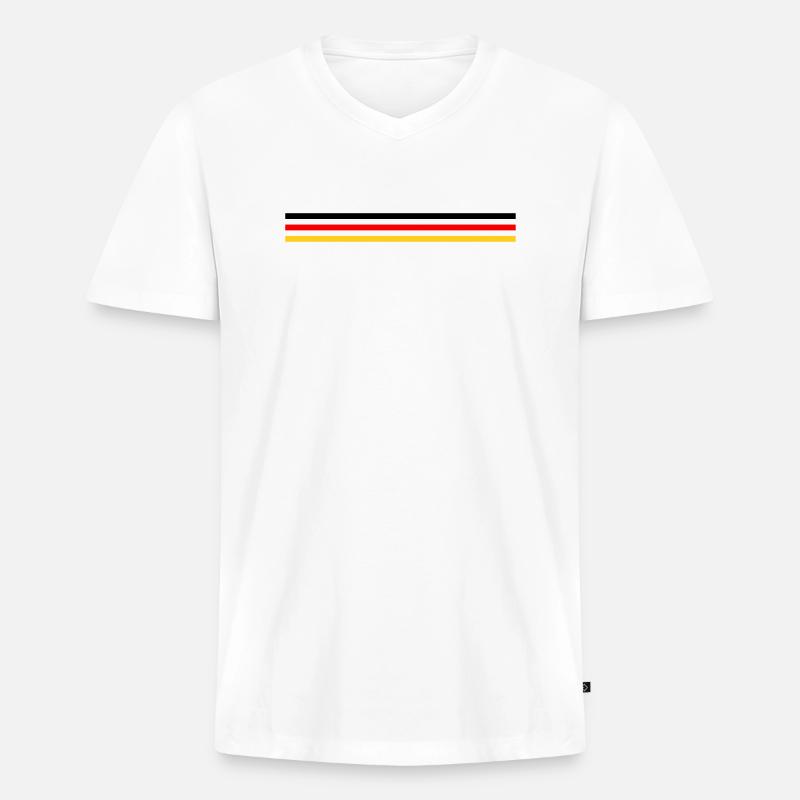 Trait Germany version 1 grand - T-shirt encolure en V Premium bio Homme - blanc