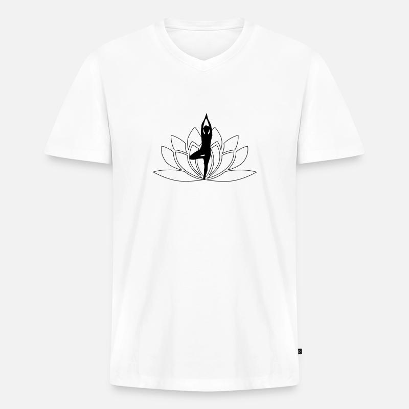 Namaste Lotus Blüte / Geschenk Idee - Männer Premium Bio T-Shirt mit V-Ausschnitt - Weiß