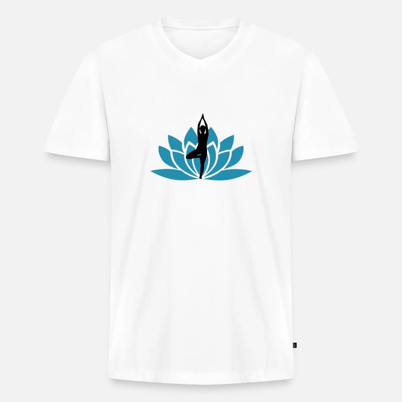 Namaste Lotus Blüte / Geschenk Idee - Männer Premium Bio T-Shirt mit V-Ausschnitt - Weiß