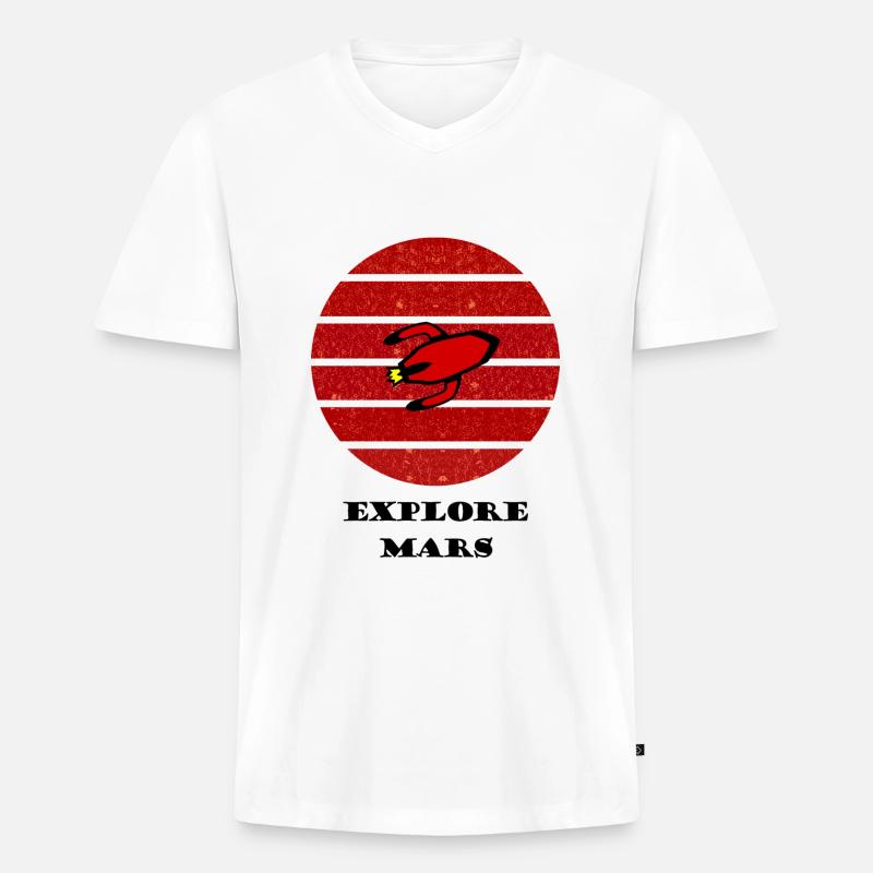 Die Mars Entdecker - Männer Premium Bio T-Shirt mit V-Ausschnitt - Weiß