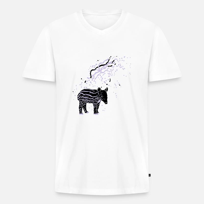 PLUX Tapir - Männer Premium Bio T-Shirt mit V-Ausschnitt - Weiß