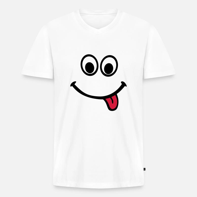 Gesicht - Männer Premium Bio T-Shirt mit V-Ausschnitt - Weiß