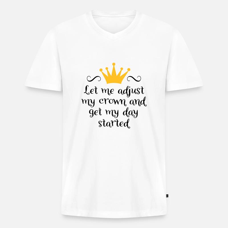 Krone - Männer Premium Bio T-Shirt mit V-Ausschnitt - Weiß