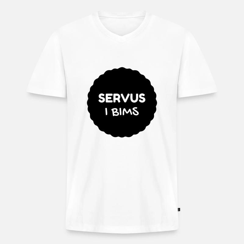 SERVUS - Männer Premium Bio T-Shirt mit V-Ausschnitt - Weiß