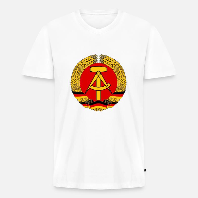 DDR-Logo - Männer Premium Bio T-Shirt mit V-Ausschnitt - Weiß