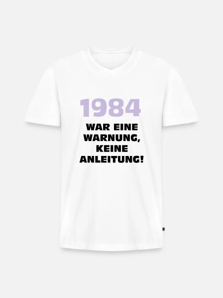 1984 war eine warnung - Männer Premium Bio T-Shirt mit V-Ausschnitt - Weiß