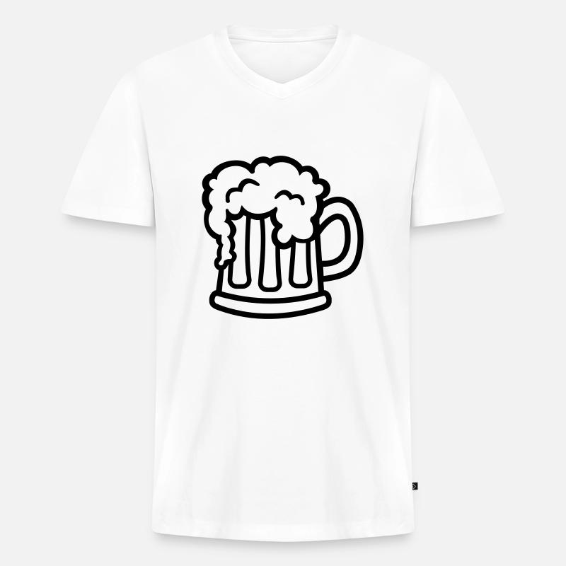 Bier - Männer Premium Bio T-Shirt mit V-Ausschnitt - Weiß