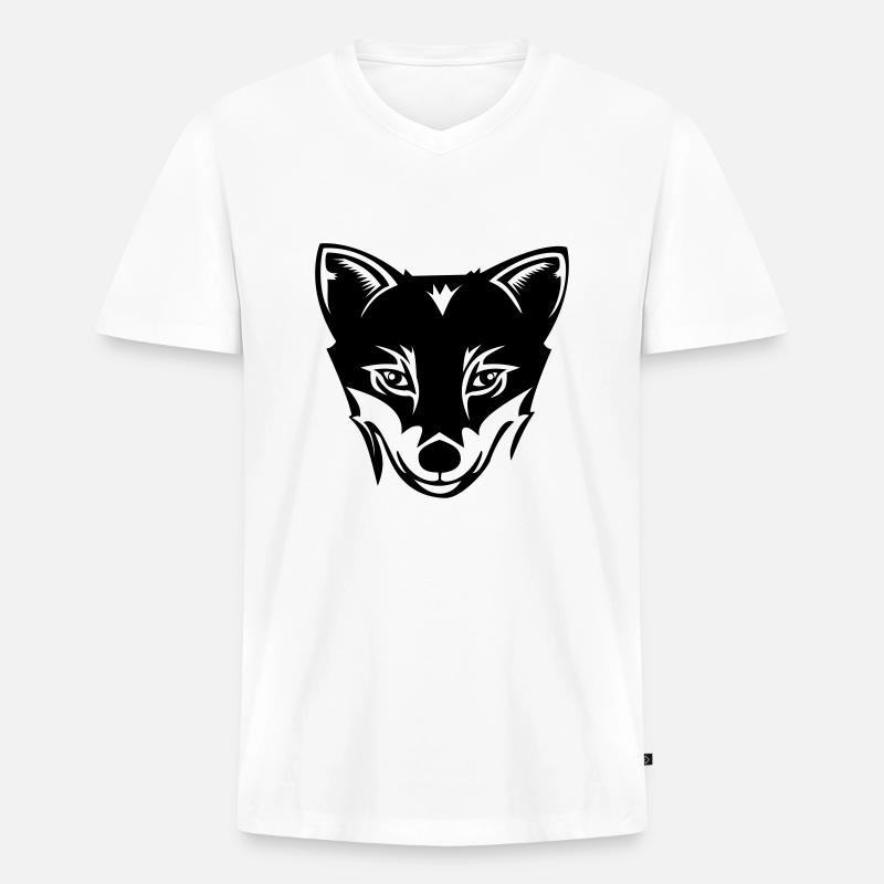 Fuchs - Männer Premium Bio T-Shirt mit V-Ausschnitt - Weiß