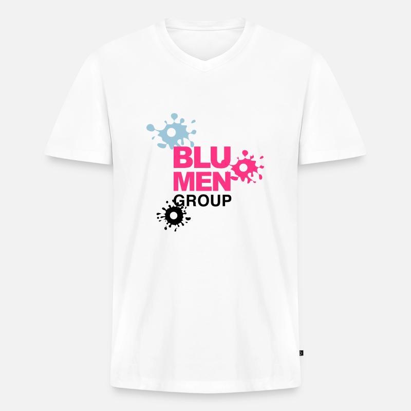 blumen group - Männer Premium Bio T-Shirt mit V-Ausschnitt - Weiß