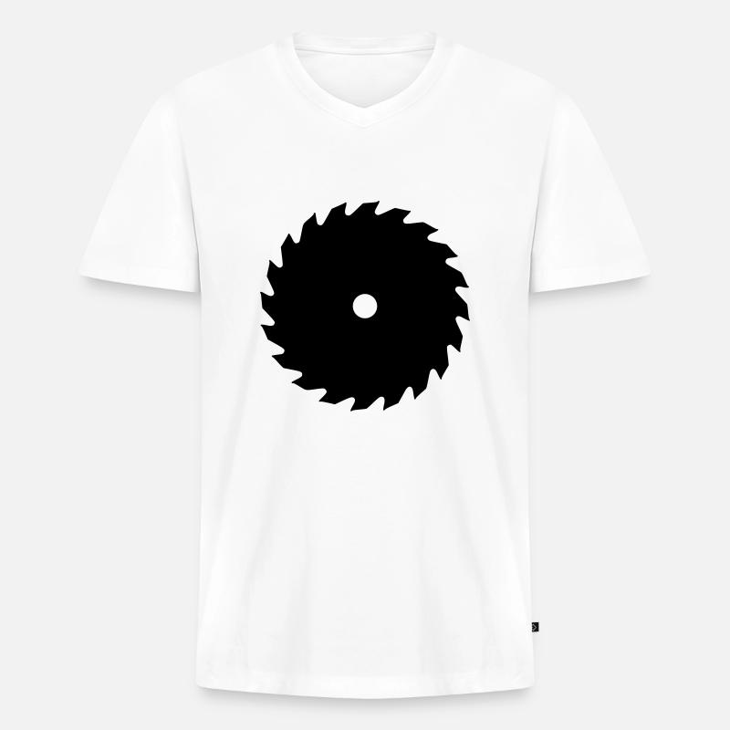 Säge - Männer Premium Bio T-Shirt mit V-Ausschnitt - Weiß