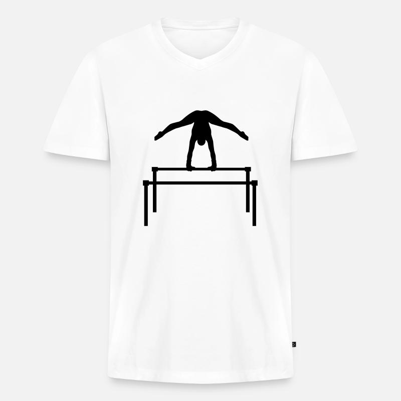 Turnen - Männer Premium Bio T-Shirt mit V-Ausschnitt - Weiß