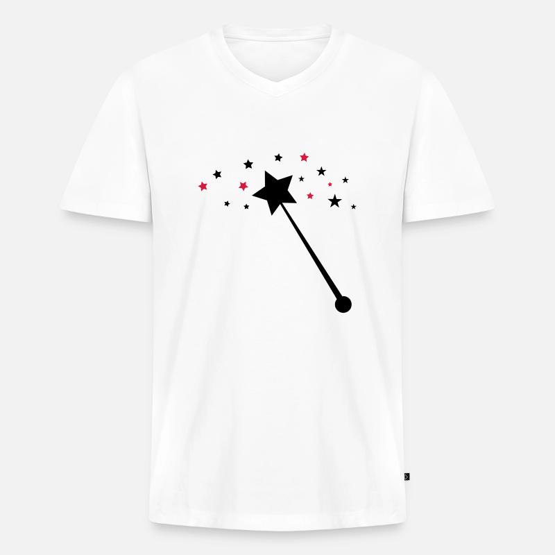 zauberstab_02 - Männer Premium Bio T-Shirt mit V-Ausschnitt - Weiß