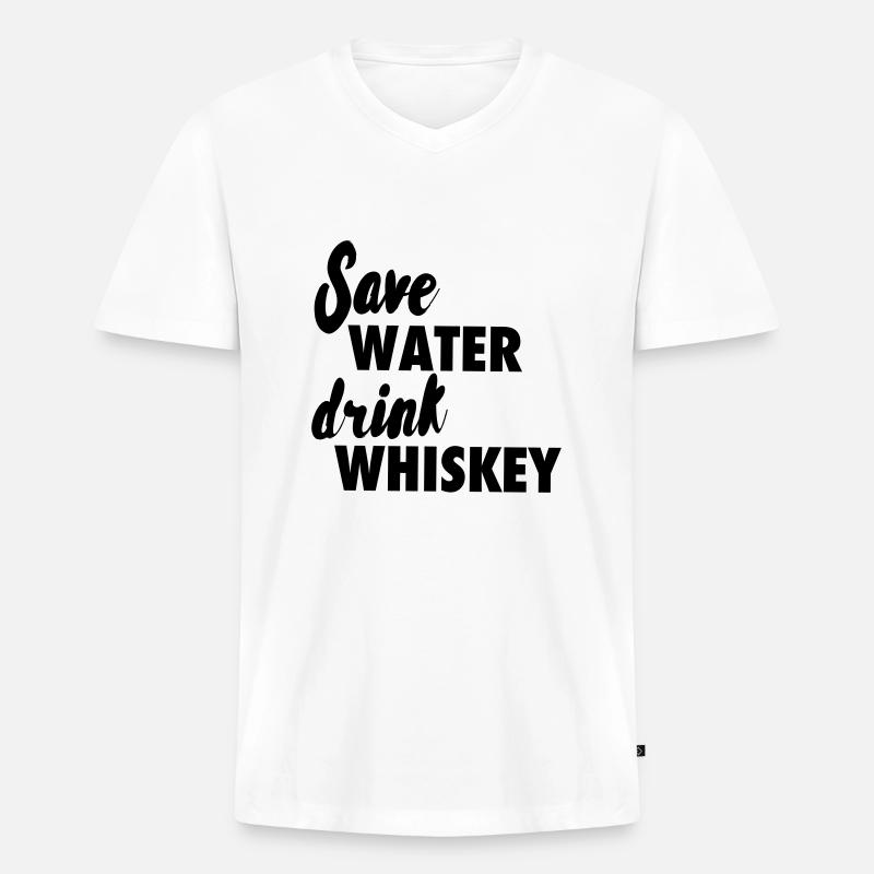 Whiskey - Männer Premium Bio T-Shirt mit V-Ausschnitt - Weiß