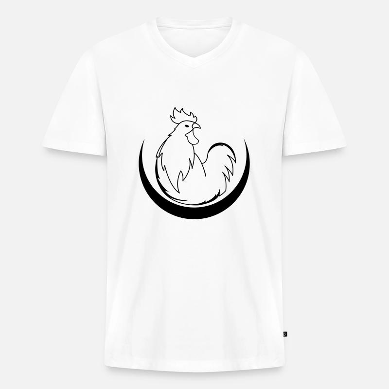 hahn_01 - Männer Premium Bio T-Shirt mit V-Ausschnitt - Weiß