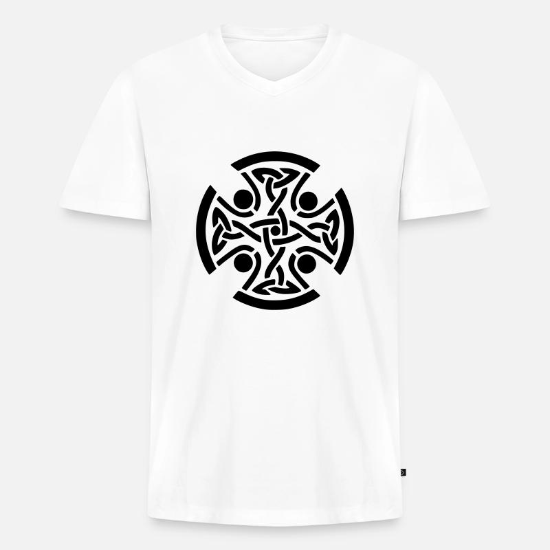 ancient celtic symbol drawing printdesign - Männer Premium Bio T-Shirt mit V-Ausschnitt - Weiß
