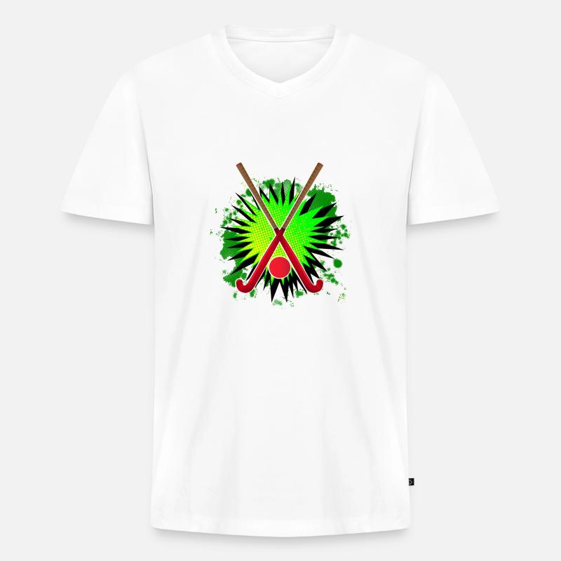 Feldhockeyschläger und Spritzen - Männer Premium Bio T-Shirt mit V-Ausschnitt - Weiß