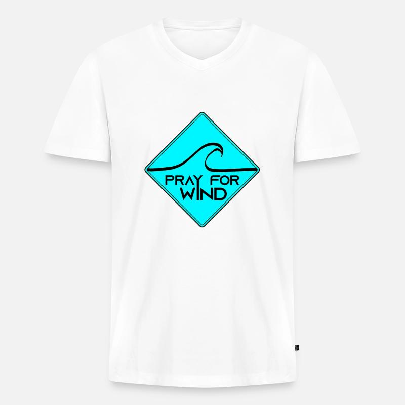 Pray for wind - Männer Premium Bio T-Shirt mit V-Ausschnitt - Weiß