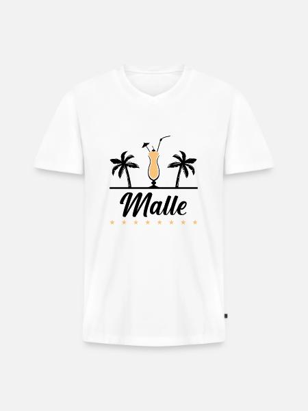 malle - Männer Premium Bio T-Shirt mit V-Ausschnitt - Weiß
