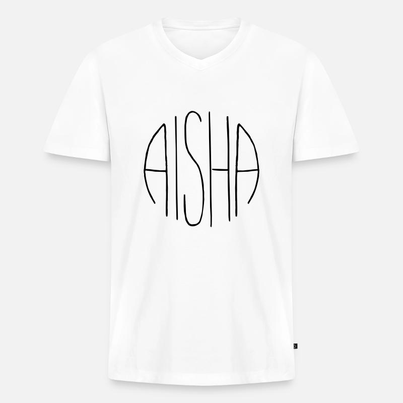 Aisha - Männer Premium Bio T-Shirt mit V-Ausschnitt - Weiß