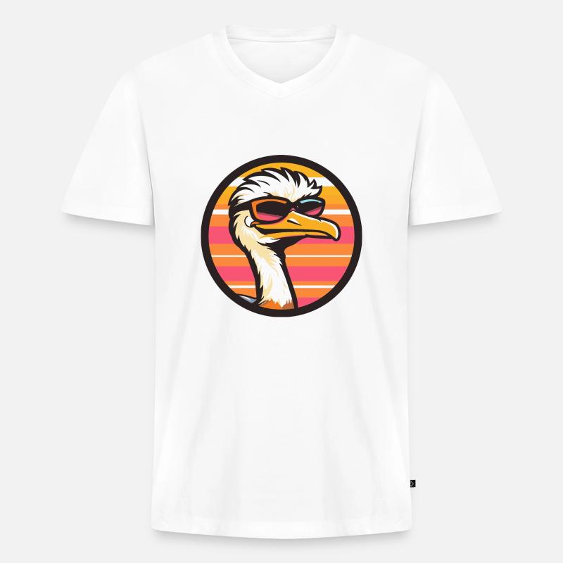 Strauß Comic Cool - Männer Premium Bio T-Shirt mit V-Ausschnitt - Weiß